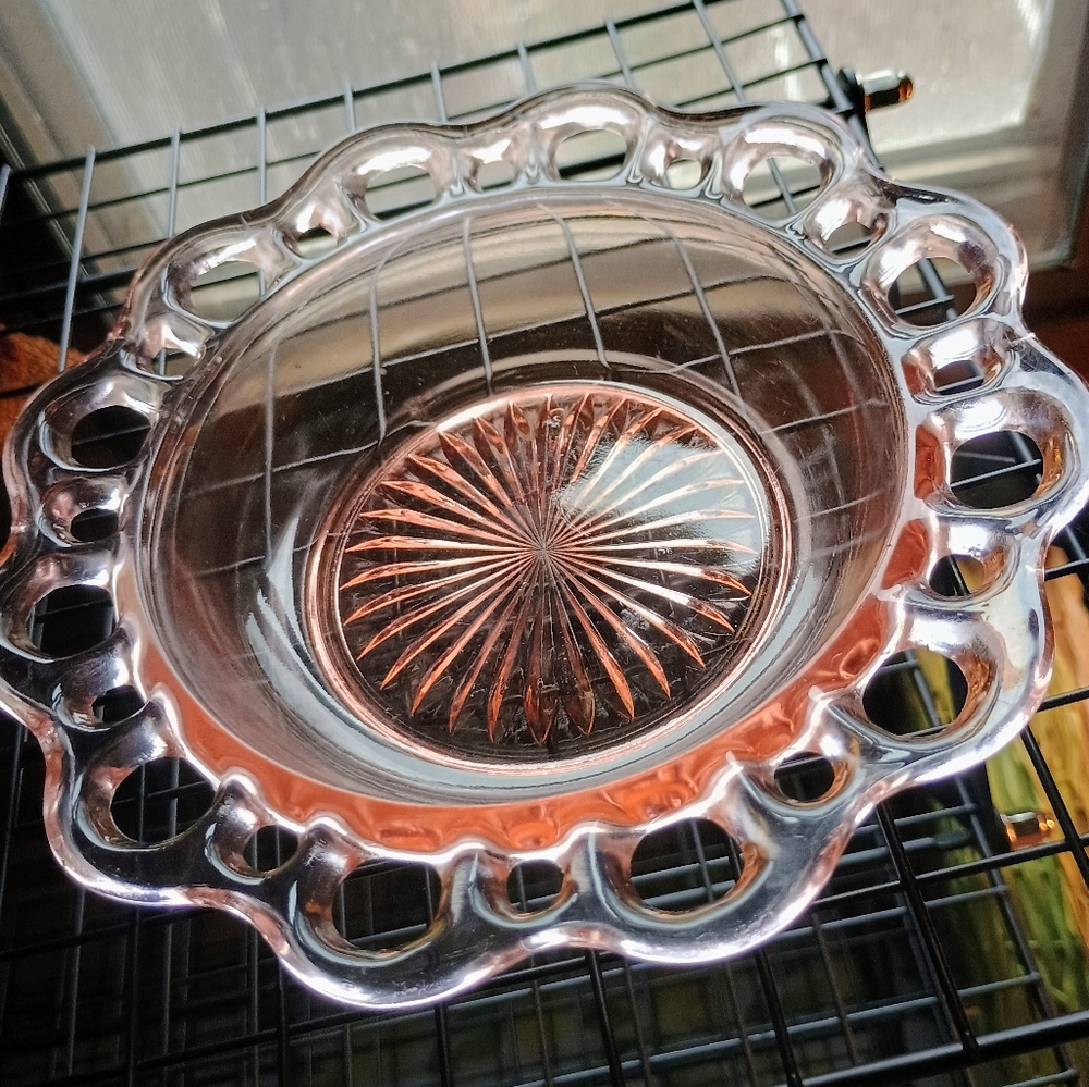 Pink - Old Colony, Lace Edge depression Glass Bowl